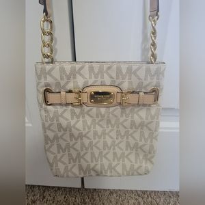 (SOLD) Michael Kors Crossbody Bag Womens Small Vanilla Leather Hamilton Purse